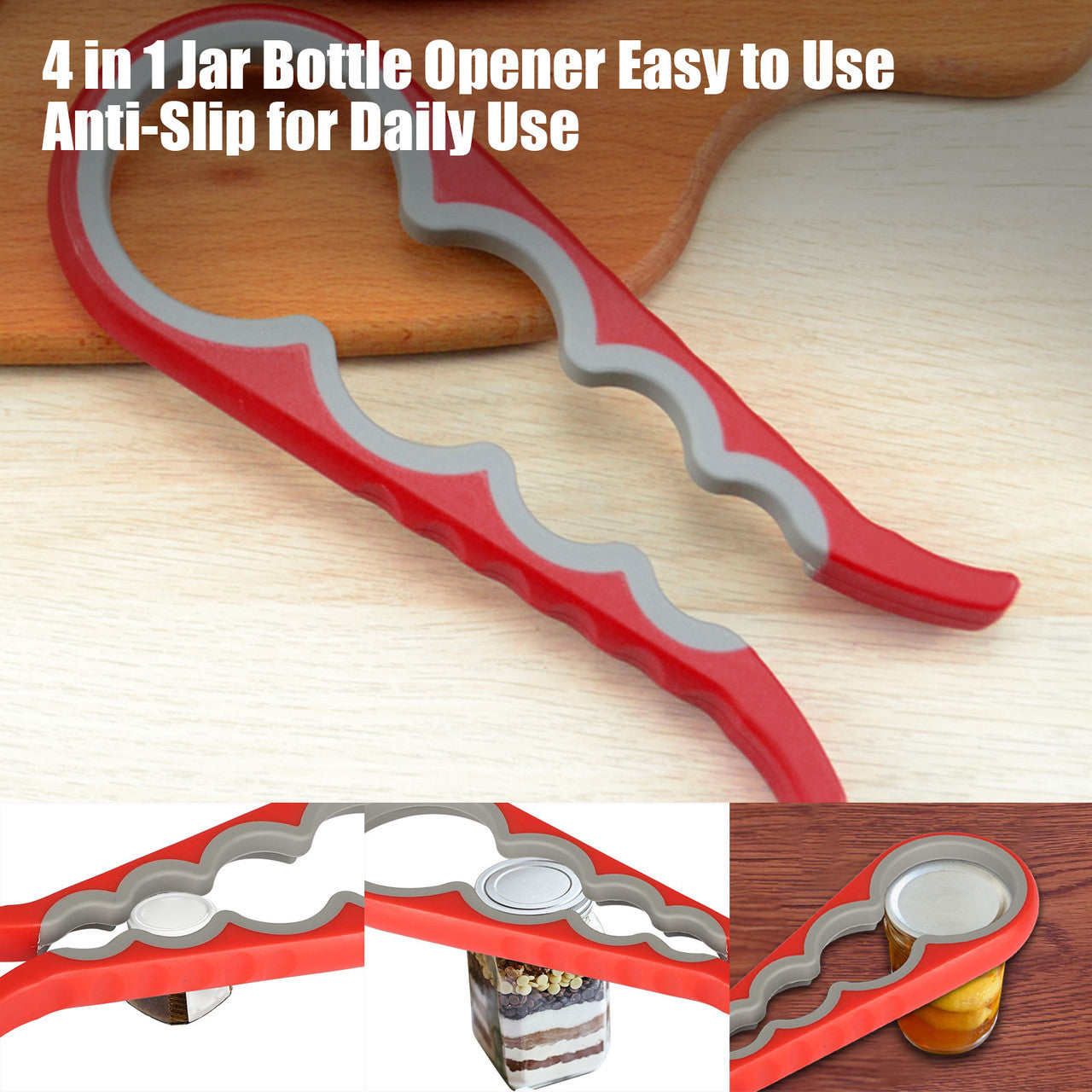 4-IN-1 Bottle Can Jar Opener Soda Beer Twist Off Lid Cap Multi Kitchen Tool