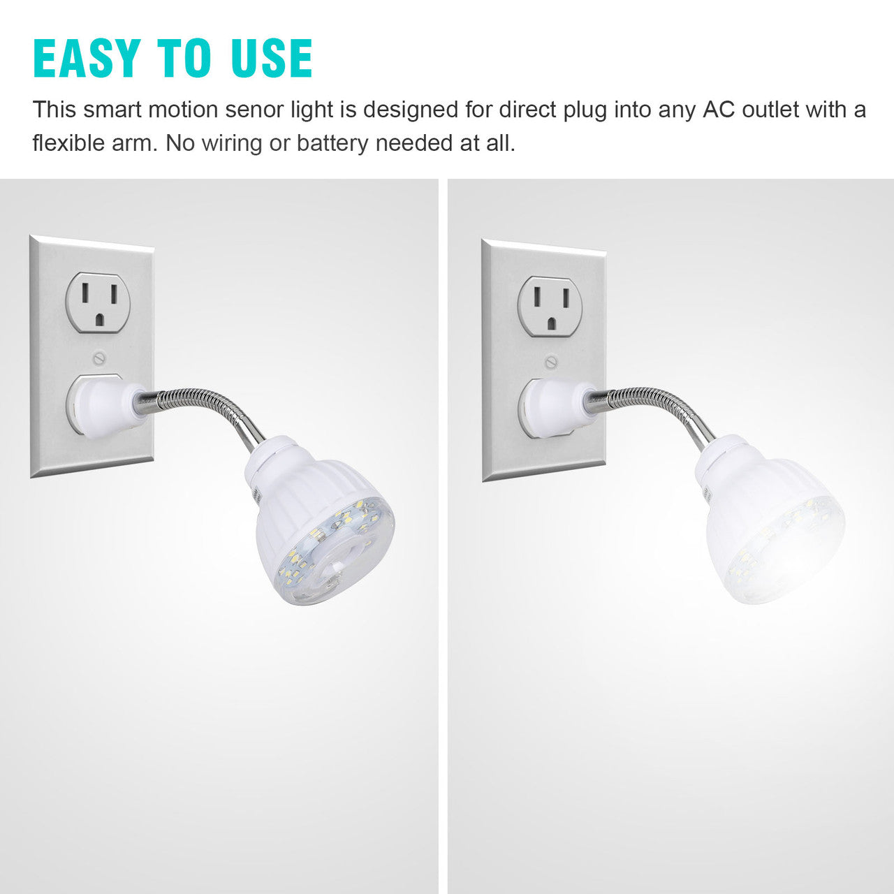 Motion Sensing LED Night Light, Plug-In AC Outlet