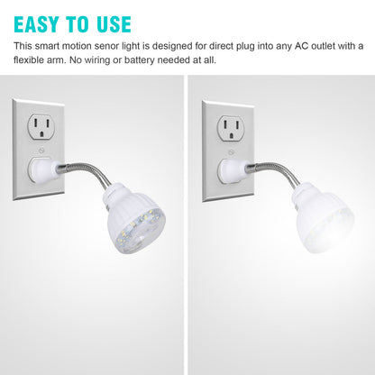 Motion Sensing LED Night Light, Plug-In AC Outlet