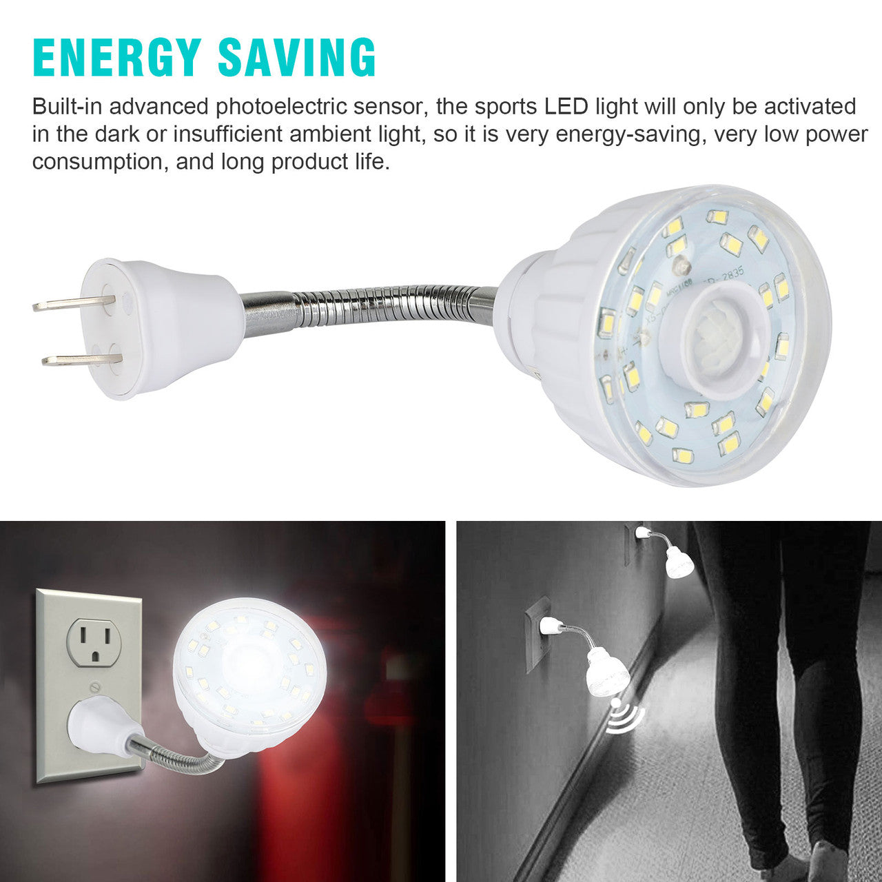 Motion Sensing LED Night Light, Plug-In AC Outlet