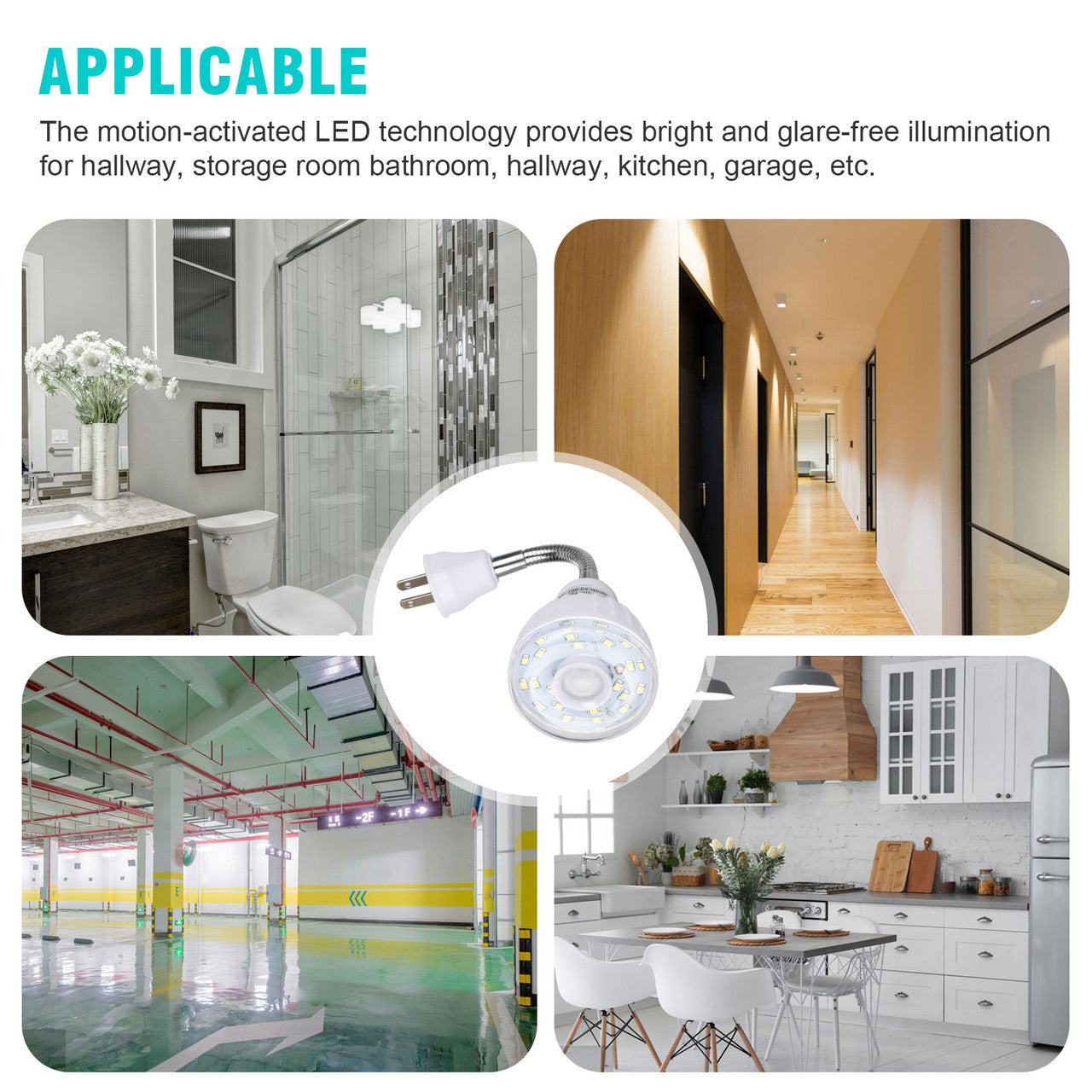 Motion Sensing LED Night Light, Plug-In AC Outlet