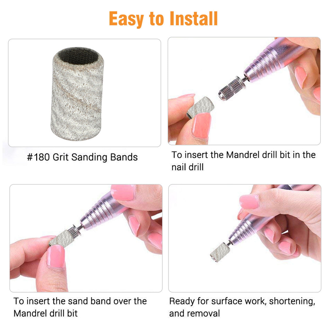 100pcs Nail Art Drill Sanding Bands Machine Replacement Bits File Pedicure 180#