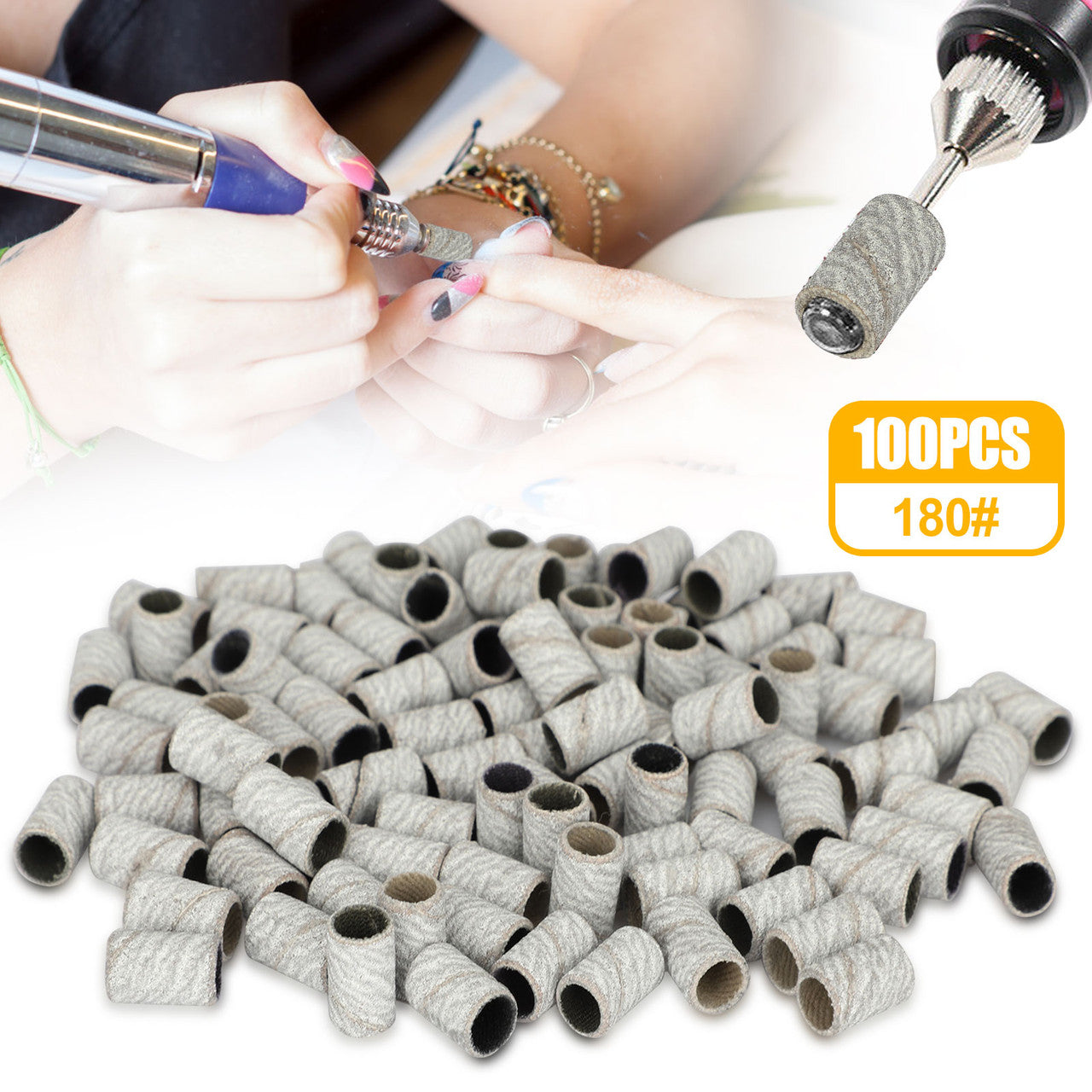 100pcs Nail Art Drill Sanding Bands Machine Replacement Bits File Pedicure 180#