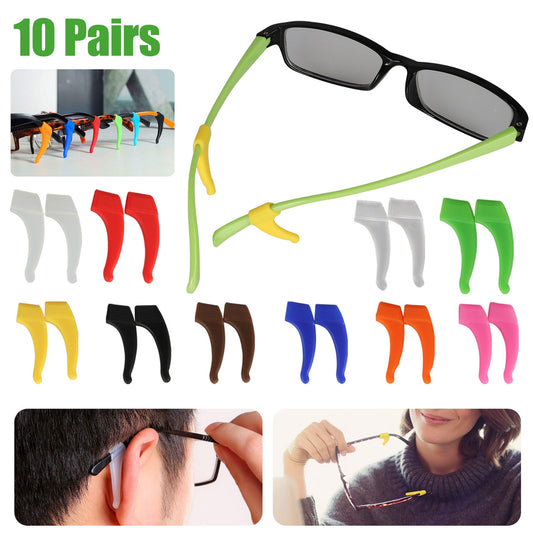 Anti Slip Silicone Ear Grips Ear Hooks for Glasses Eyeglasses Tip Retainer 10pk