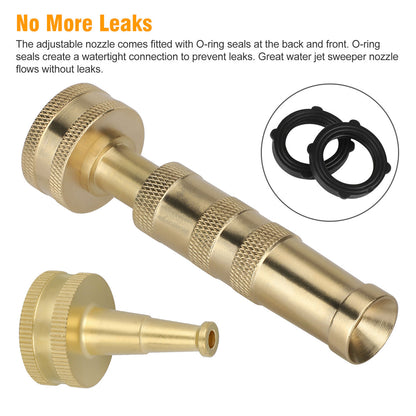 Adjustable Pressure Garden Hose Spray Nozzle Heavy-Duty Brass w/Rubber Seal