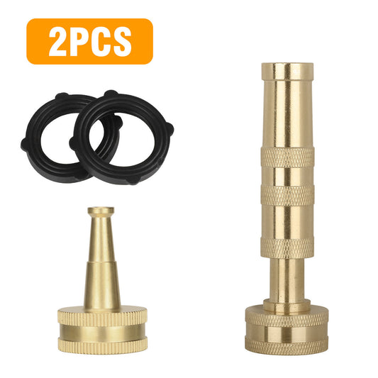 Adjustable Pressure Garden Hose Spray Nozzle Heavy-Duty Brass w/Rubber Seal