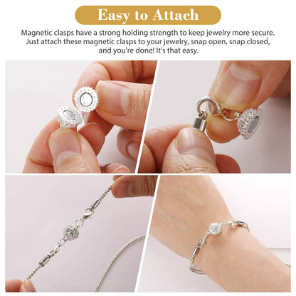 Gold and Silver Color Magnetic Lobster Clasp Converter for Necklace Bracelet Making, 16pcs