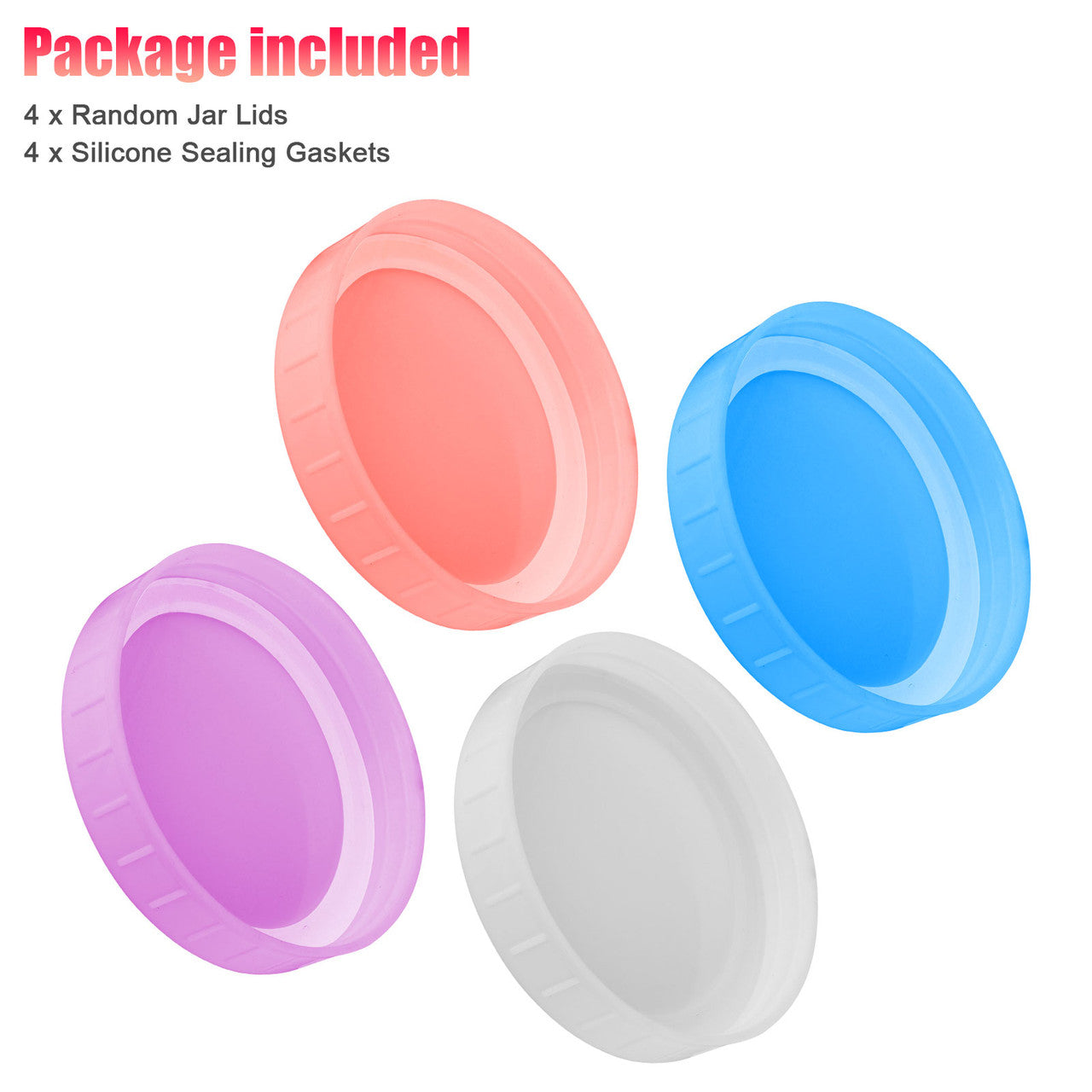 Plastic Mason Jar Lids with Sealing Rings for Canning Jars, Anti-Scratch Reusable, 4 packs