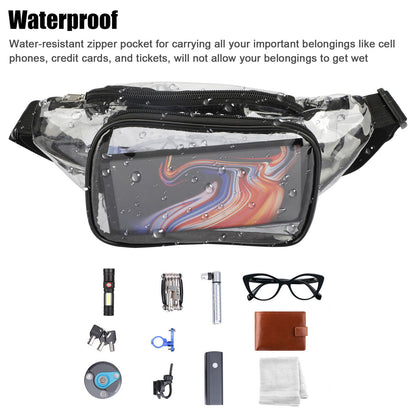 Transparent PVC Waist Bag Fanny Pack Clear Zip Purse HDE Stadium Security Pocket