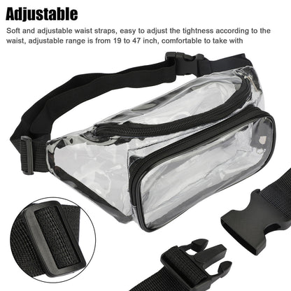 Transparent PVC Waist Bag Fanny Pack Clear Zip Purse HDE Stadium Security Pocket