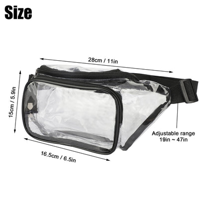 Transparent PVC Waist Bag Fanny Pack Clear Zip Purse HDE Stadium Security Pocket