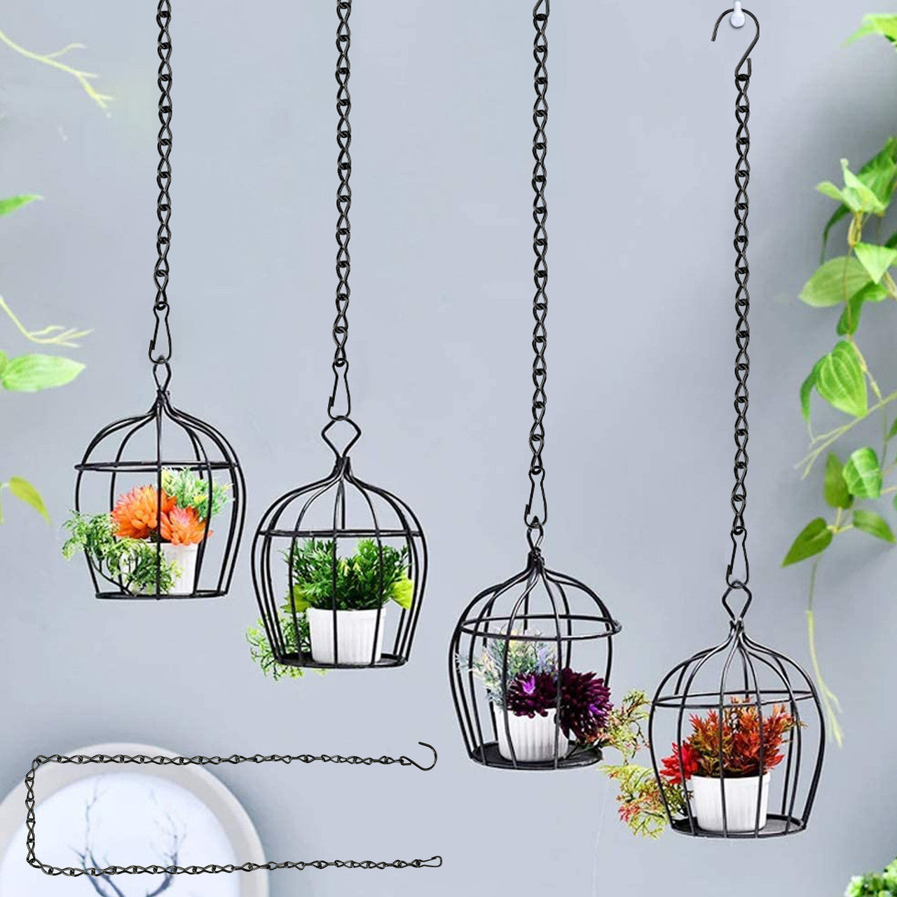 35 Inches Hanging Chain for Decorative Ornaments, Bird Feeders, Planters, (Silver,2pcs)