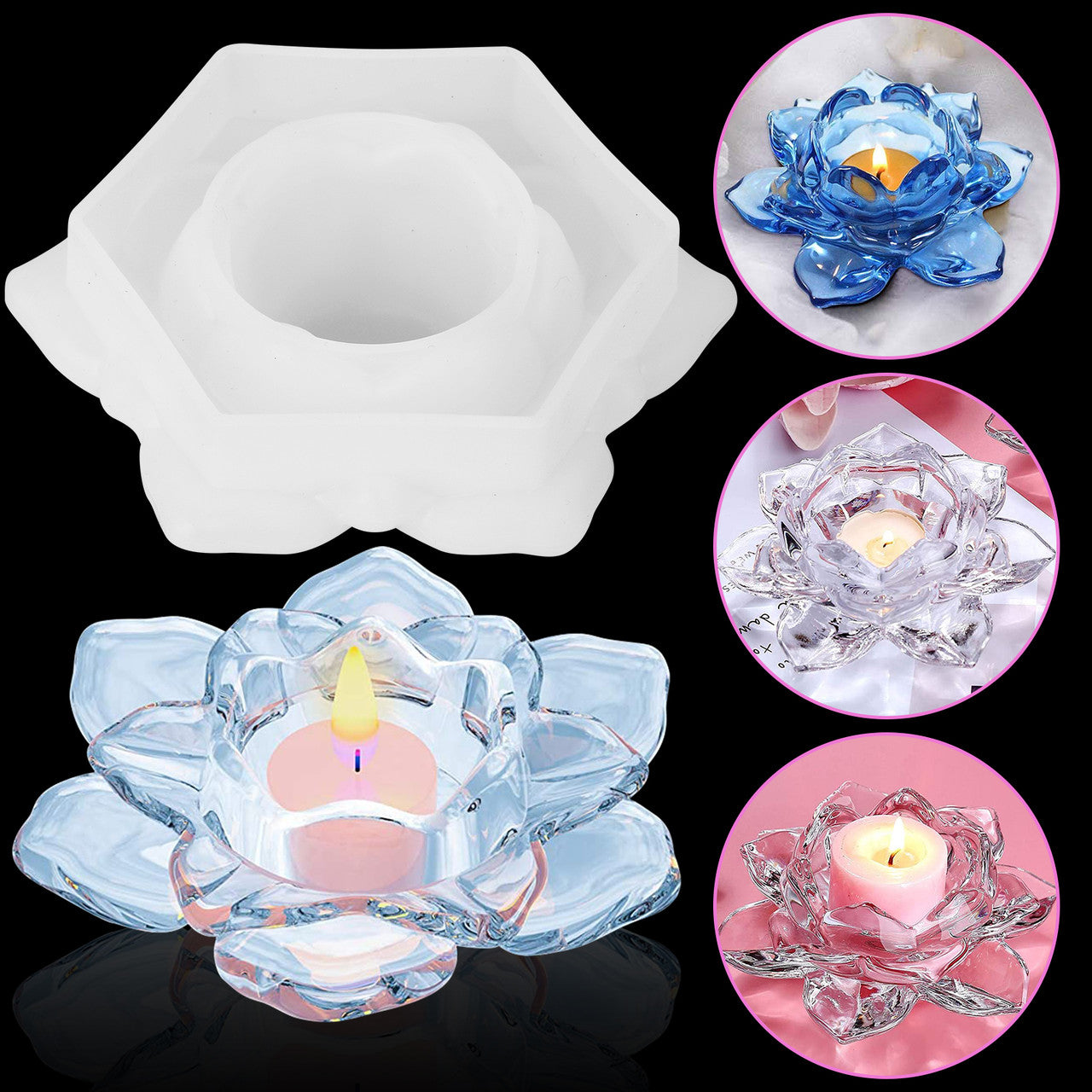 Lotus Flower Silicone Molds Candles Holders for DIY Candlestick, Jewelry Storage Box, Flower Pot, Candy Tray