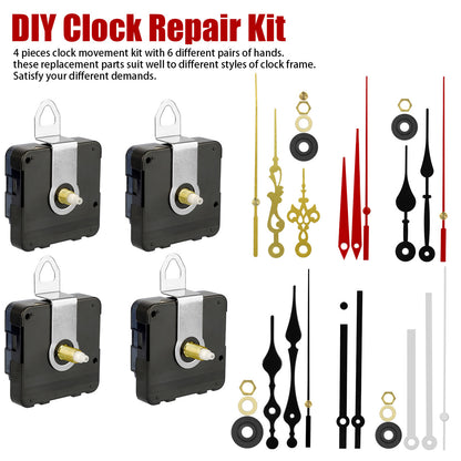 Clock Movement DIY Quartz Wall Clock Repair Replacement Tool Kit Set, 4pcs