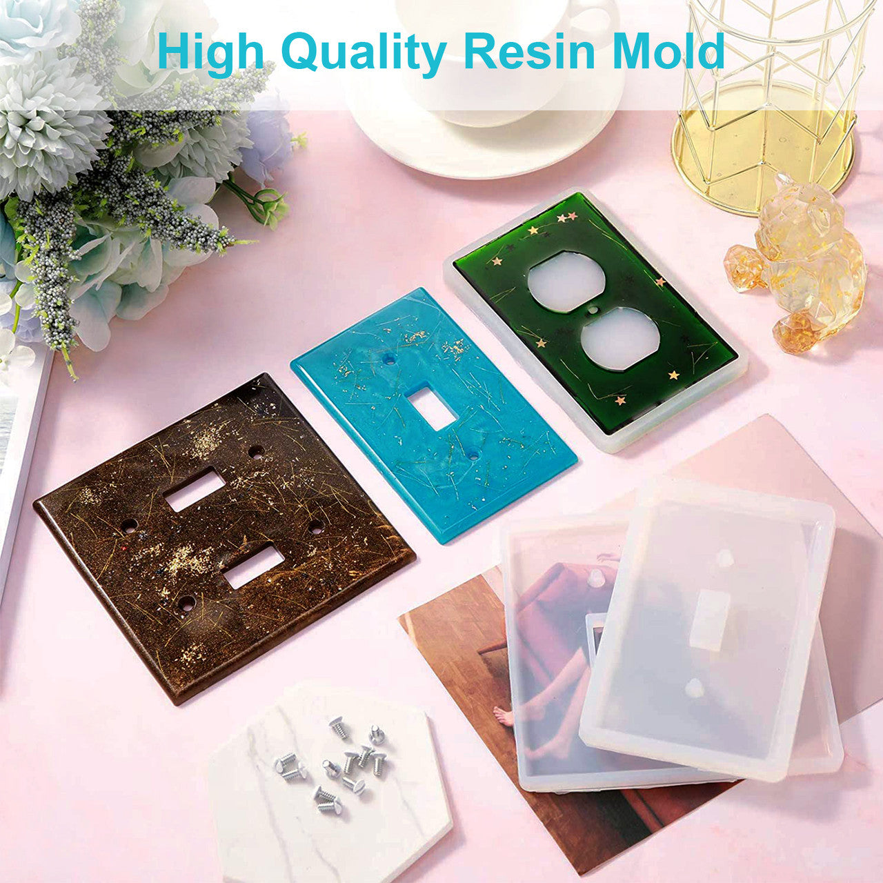 Socket Panel Light Switch Cover Silicone Molds Epoxy Resin Mold DIY Crafts, 3pc