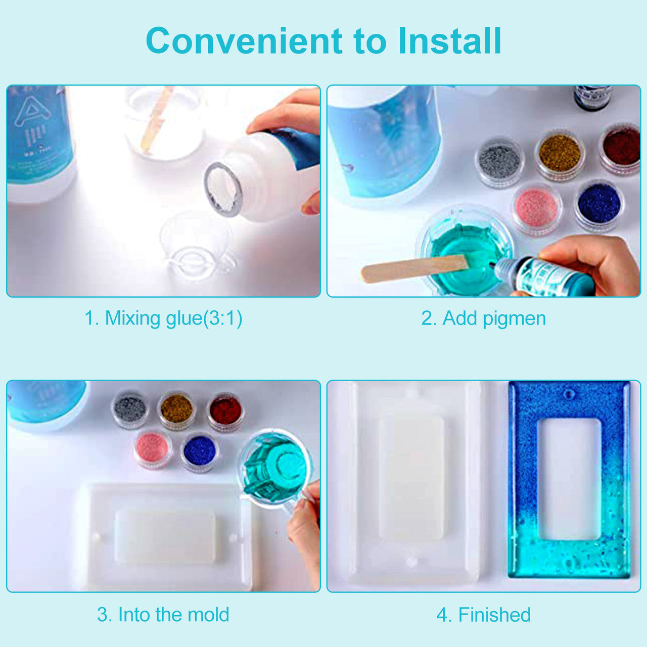 Socket Panel Light Switch Cover Silicone Molds Epoxy Resin Mold DIY Crafts, 3pc