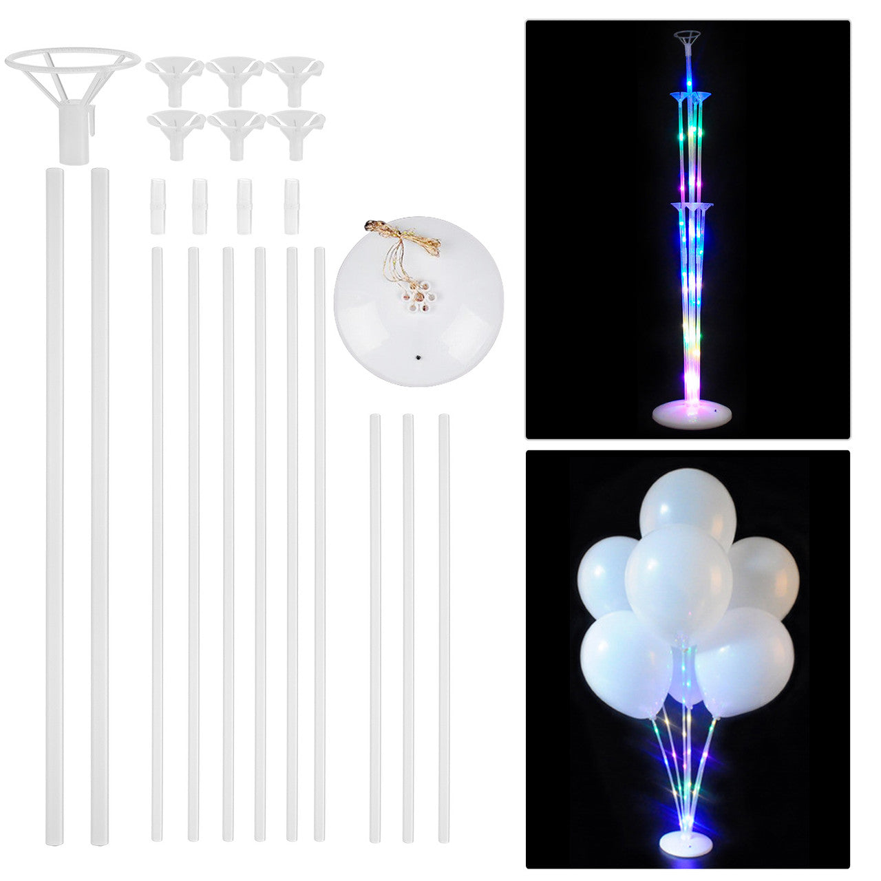 28inch Clear Balloon Holder Stands Kit with 1 Base, 11 Sticks, 7 Cups for Floor Table Party Birthday Wedding Decor