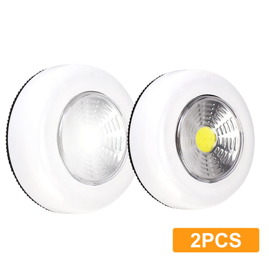 Battery Powered Adhesive COB LED Closet Push Light Wireless 120 Lumens, 2pcs