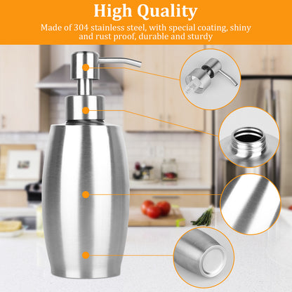 12oz Stainless Steel Countertop Liquid Soap Dispenser Pump Bathroom Kitchen Home