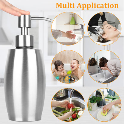 12oz Stainless Steel Countertop Liquid Soap Dispenser Pump Bathroom Kitchen Home