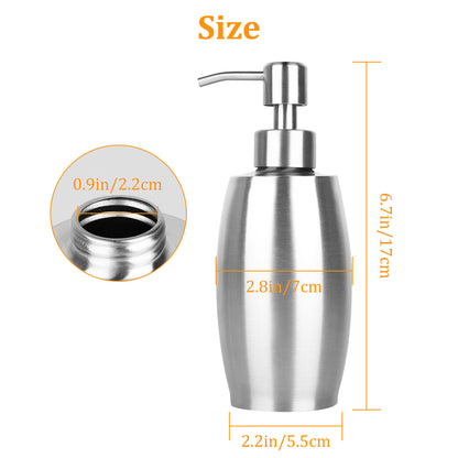 12oz Stainless Steel Countertop Liquid Soap Dispenser Pump Bathroom Kitchen Home