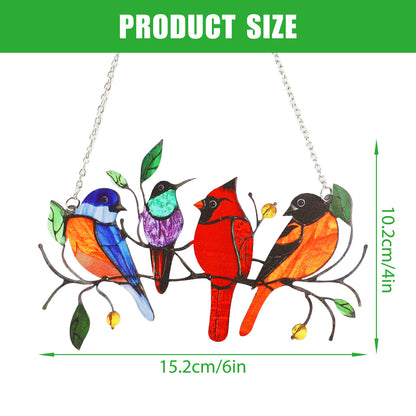 Multicolor Birds Stained Glass Window Hangings for Outdoor, Home, and Patio