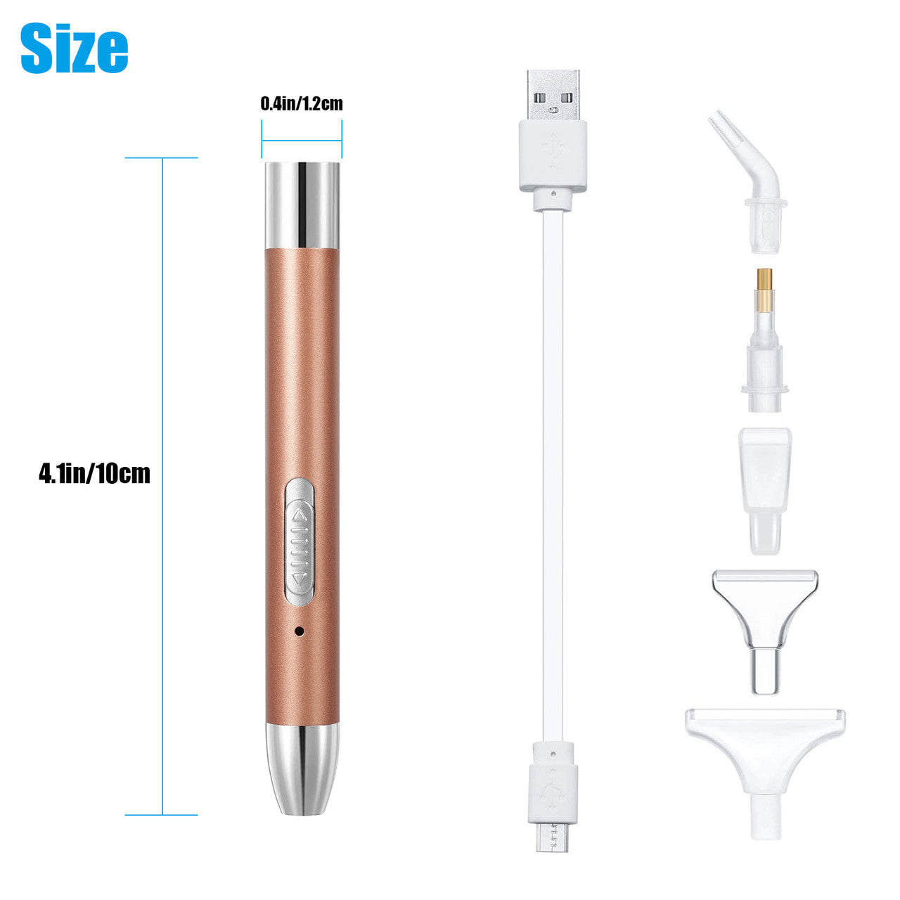 LED 5D Diamond Painting Pen with 5 Different Sizes Pen Heads, for Cross Stitch and Nail Art, Gold