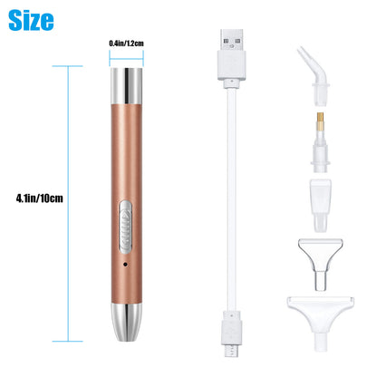 LED 5D Diamond Painting Pen with 5 Different Sizes Pen Heads, for Cross Stitch and Nail Art, Gold