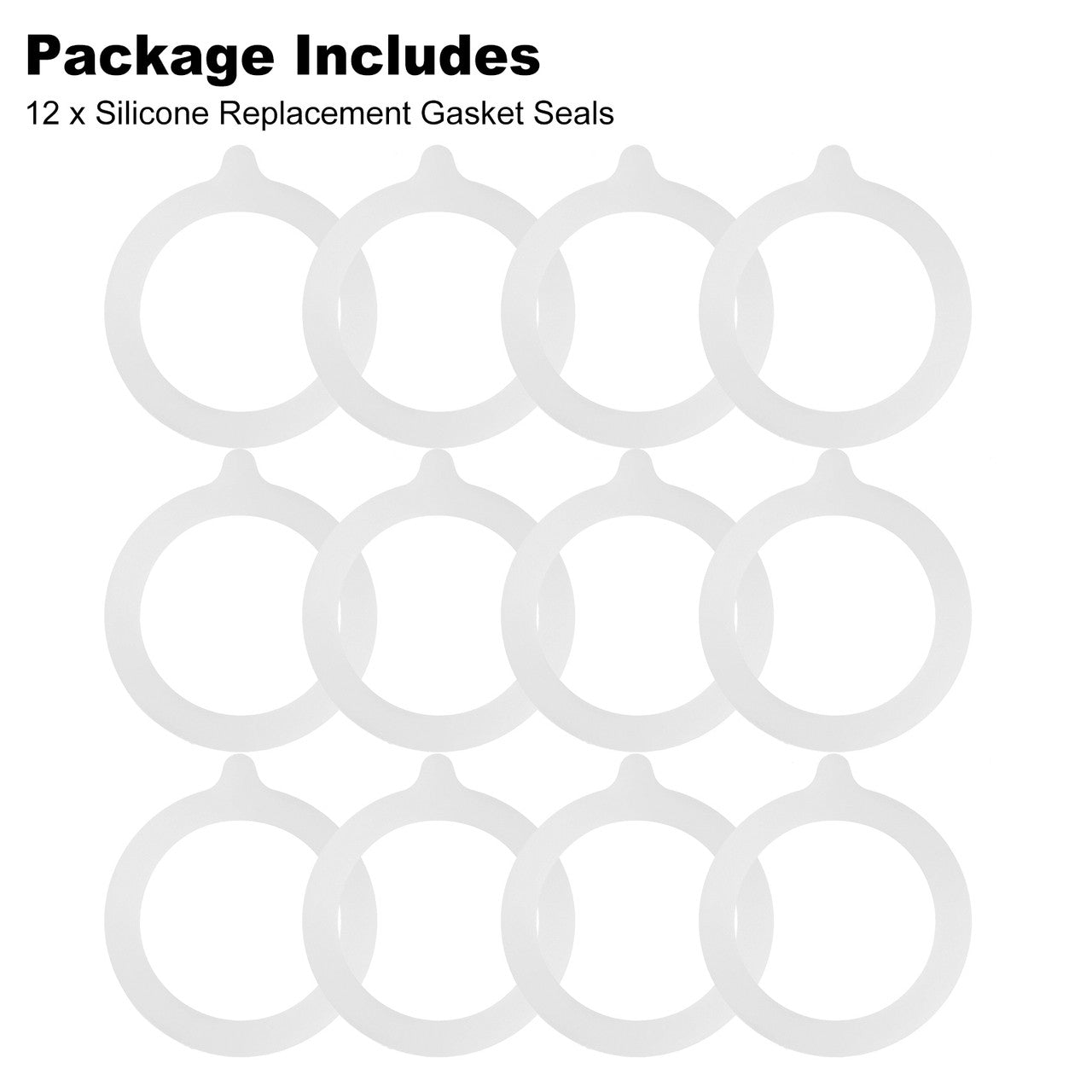 Silicone Replacement Gaskets Seal Rings for Regular Mason Canning Jars, 3.75 Inches (White), 12Pcs