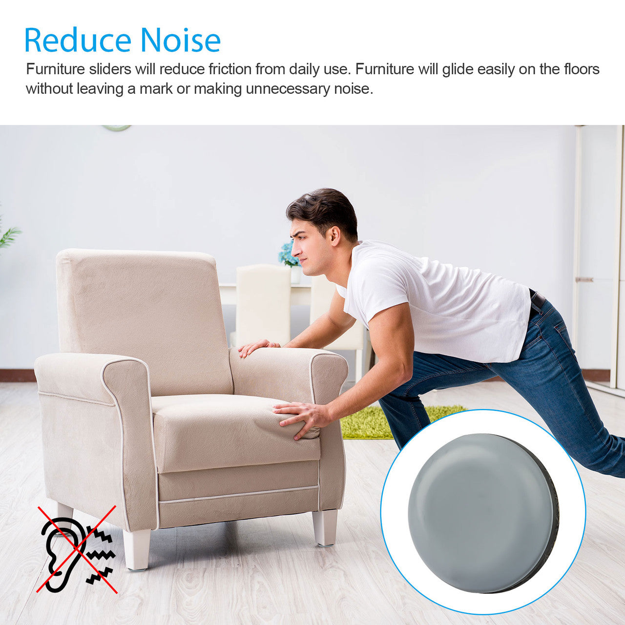 Self-Adhesive Furniture Sliders Carpet Furniture, Heavy Duty Adhesive Slider Mover, Blue, 20pcs