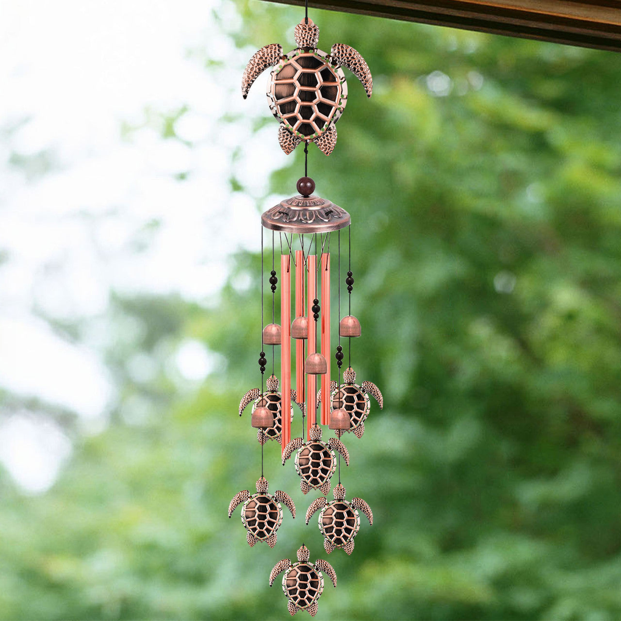 33" Large Retro Wind Chimes Bell with 4 Aluminum Tuned and 7 Turtles for Indoor Outdoor Garden Patio