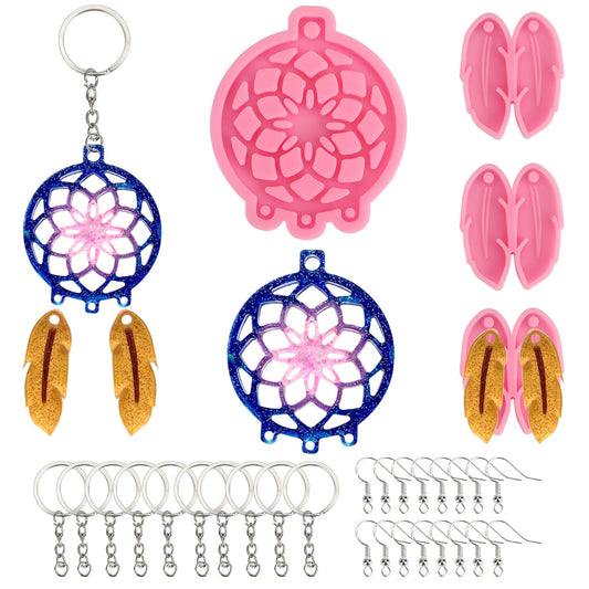 Silicone Epoxy Casting Earring/Pendant Decor Molds, DIY with Feather, Keychain, Earrings, 30pcs