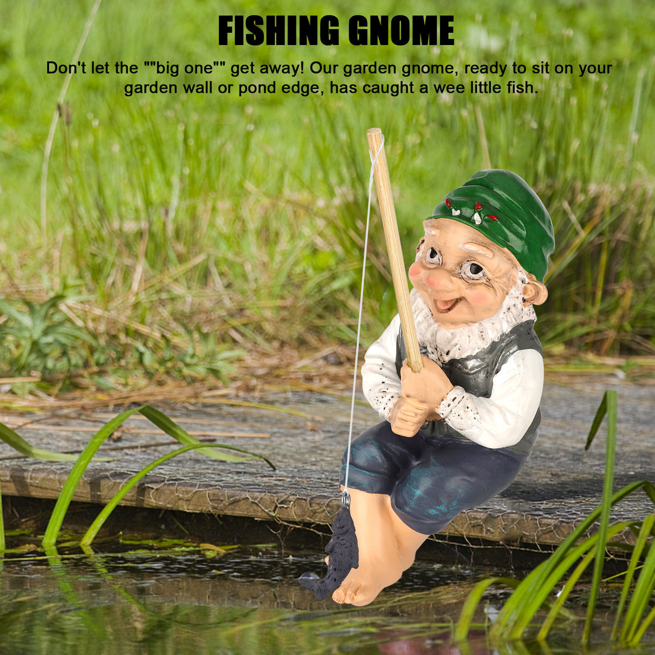 Gone Fishing Gnomes Sitter Funny Resin Figurine Lawn Garden Gnome Statues Home Outdoor Decoration