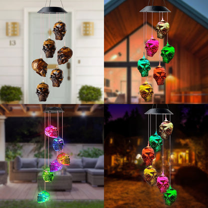 Skeleton Skull Waterproof Solar Powered LED Wind Chimes