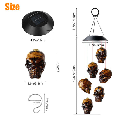 Skeleton Skull Waterproof Solar Powered LED Wind Chimes