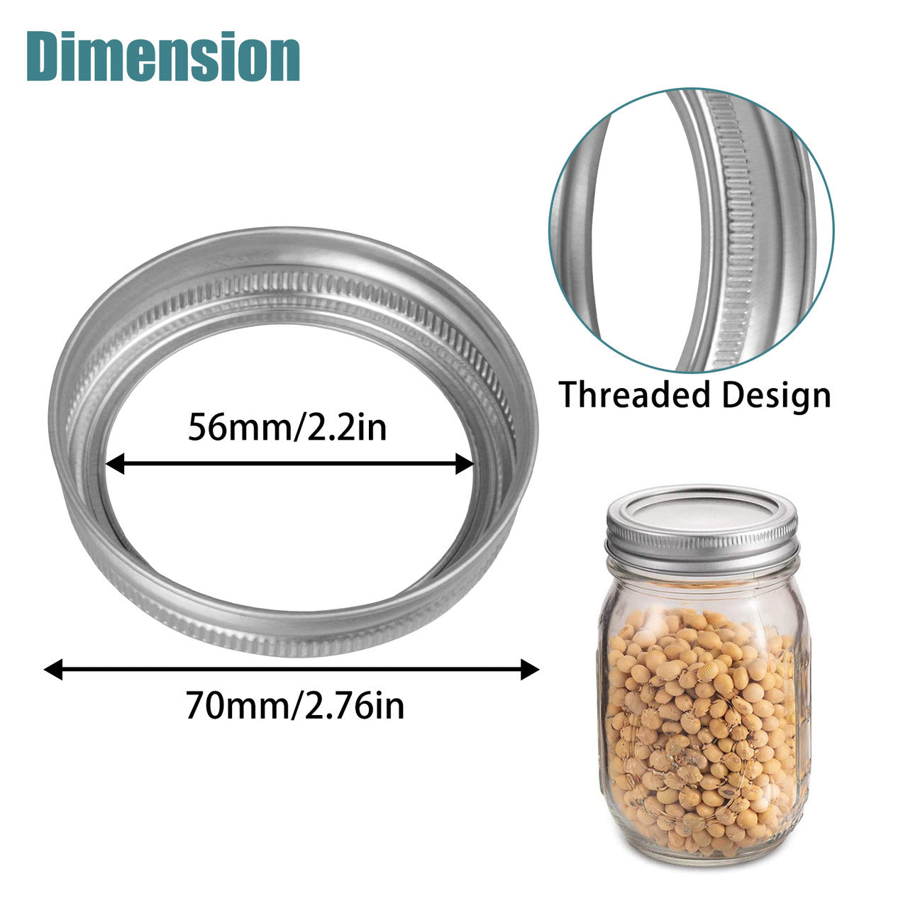 24pcs Replacement Band Rings for Mason Jar, 70mm