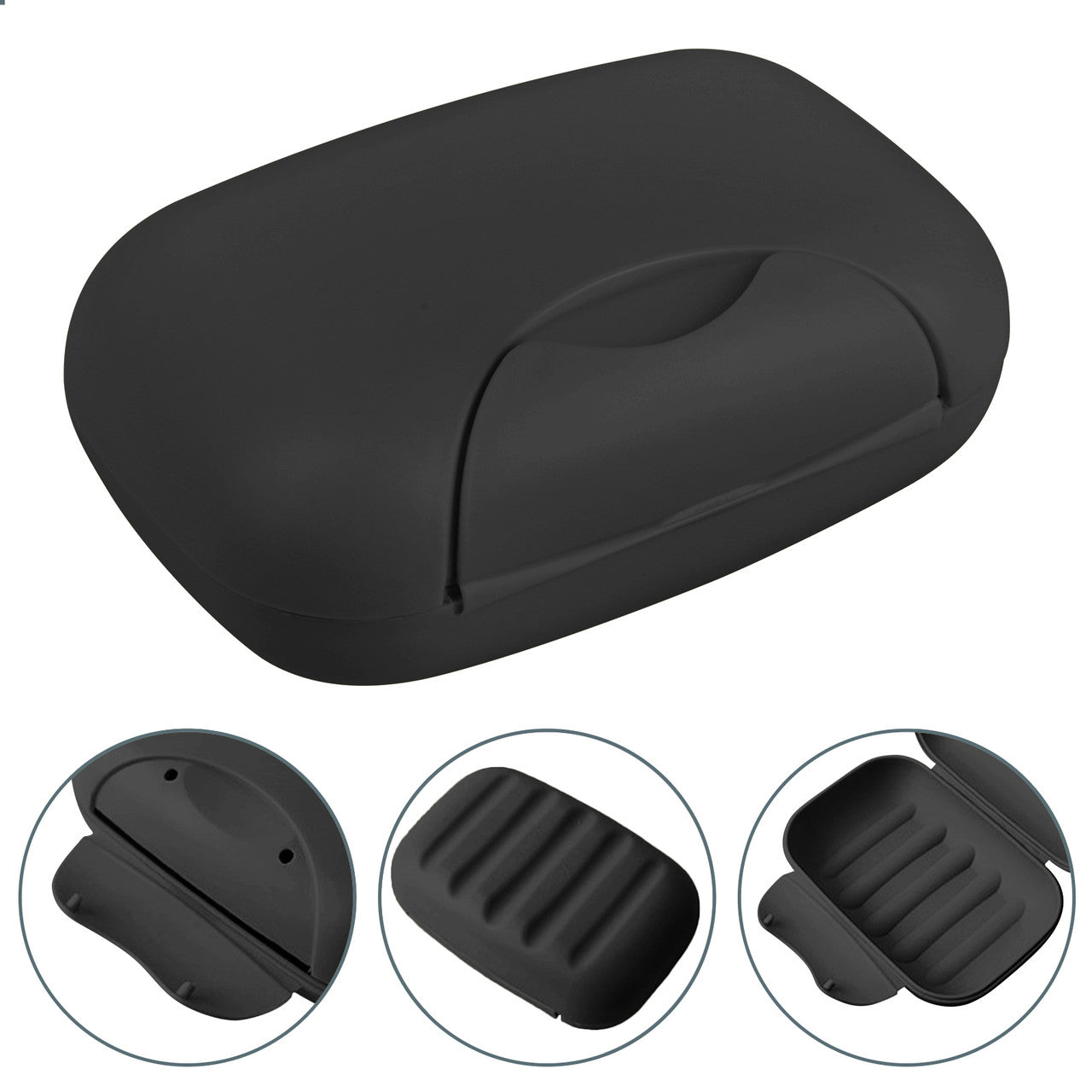 Soap Dish With Lock for Travel, Bathroom and Kitchen, Black