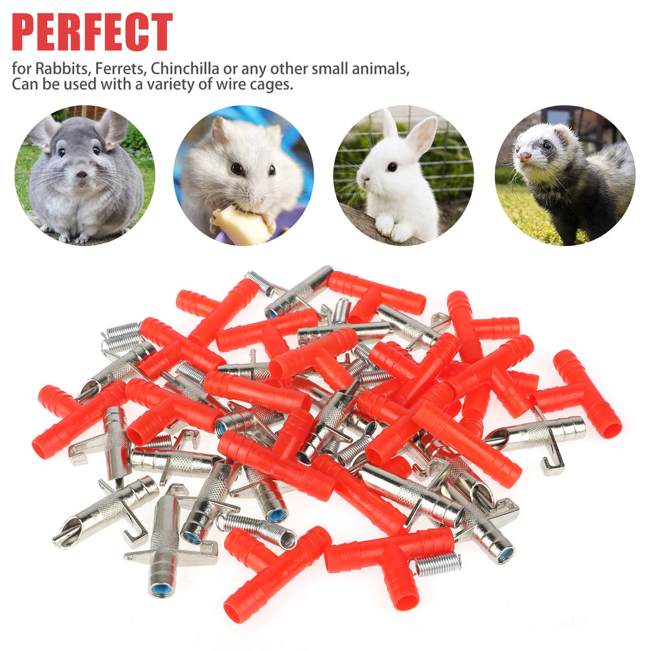 20 Pcs Automatic Water Nippler Drinker Feeders Rodent Poultry Watering System - For Rabbit Bunny Guinea Pig Ferret Mice