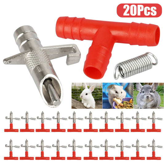 20 Pcs Automatic Water Nippler Drinker Feeders Rodent Poultry Watering System - For Rabbit Bunny Guinea Pig Ferret Mice