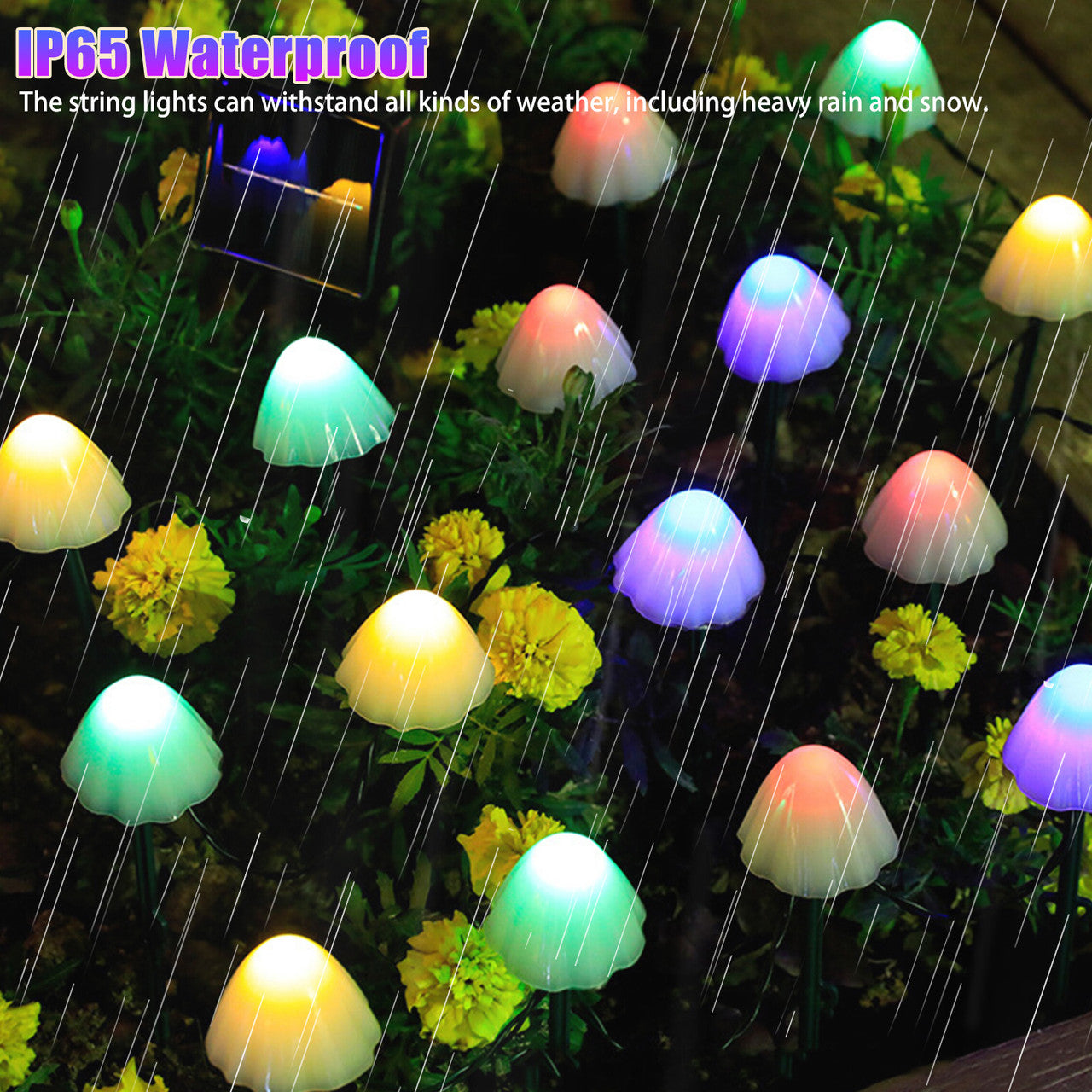 Solar 12 LED String Lights Retro Bulbs for Decoration, Multi-Color
