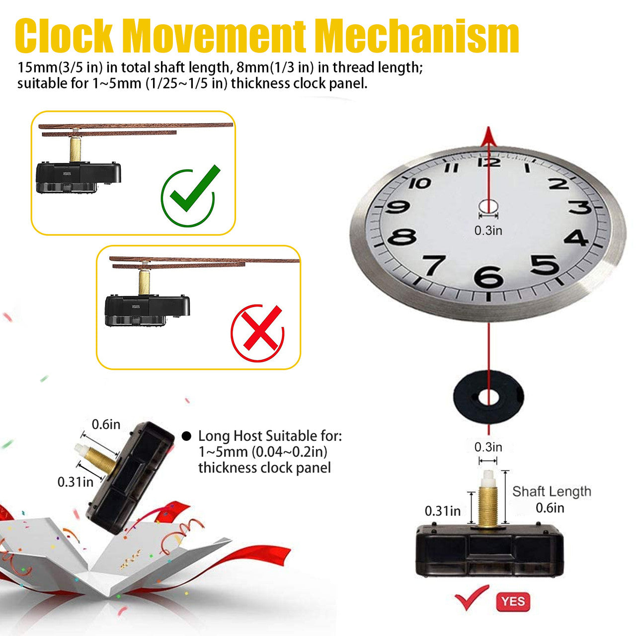 Clock Movement with 2 Pairs of Short Hands