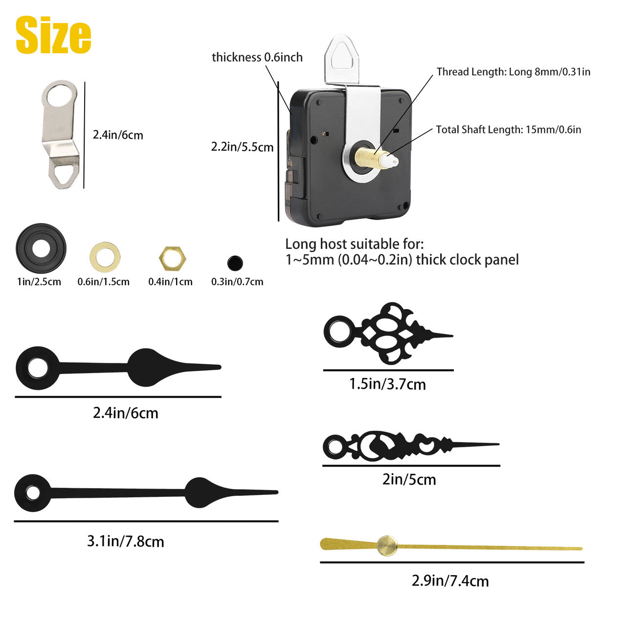 Clock Movement with 2 Pairs of Short Hands