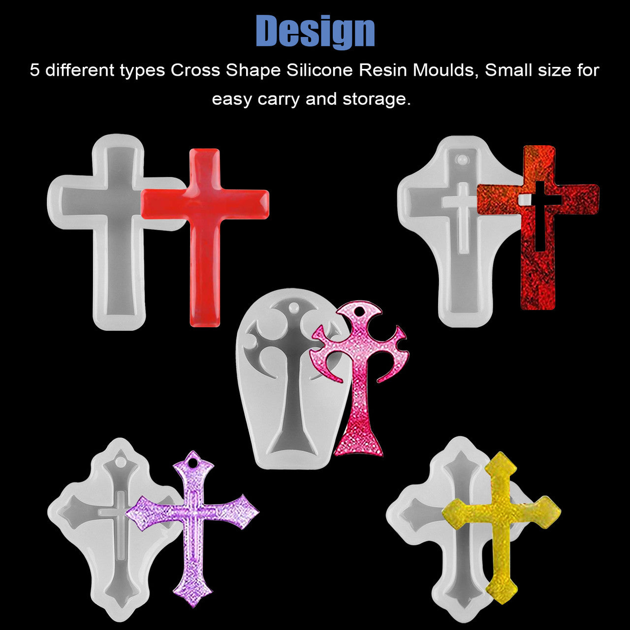 5pcs Cross Resin Moulds for DIY Handmade Design