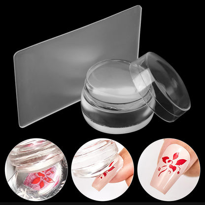 DIY Nail Art Tools with Transparent Silicone Nail Stamper and Scraper