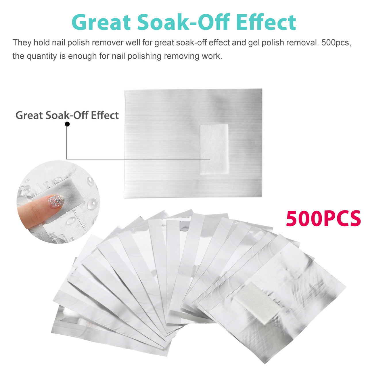 500pcs Nail Polish Remover Soak-off  Foil Wraps with Cotton Pad for Acrylic/UV/Gel Polish