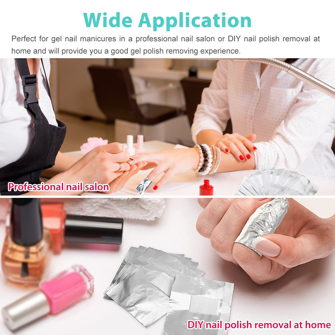 500pcs Nail Polish Remover Soak-off  Foil Wraps with Cotton Pad for Acrylic/UV/Gel Polish