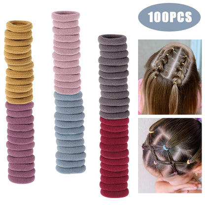 100pcs 1 Inch, Mixed Colors Seamless Hair Bands, Elastic Ponytail Holders