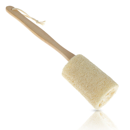 Natural Loofah Massage Brush With Wooden Handle for Bath and Shower