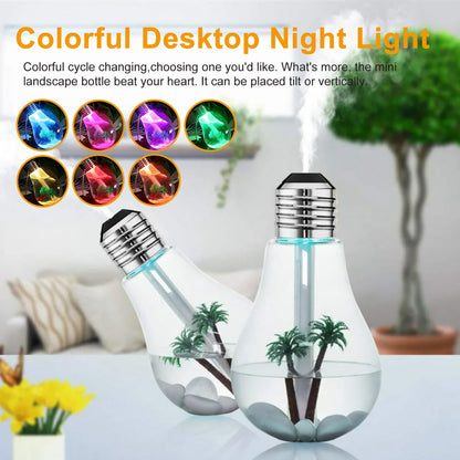 USB Colorful Bulb Humidifier for Home, Office, Dorm and More