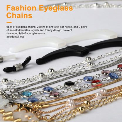 6pcs Eyeglass Facemask Lanyard Holder Necklace Adjustable Holder Loops